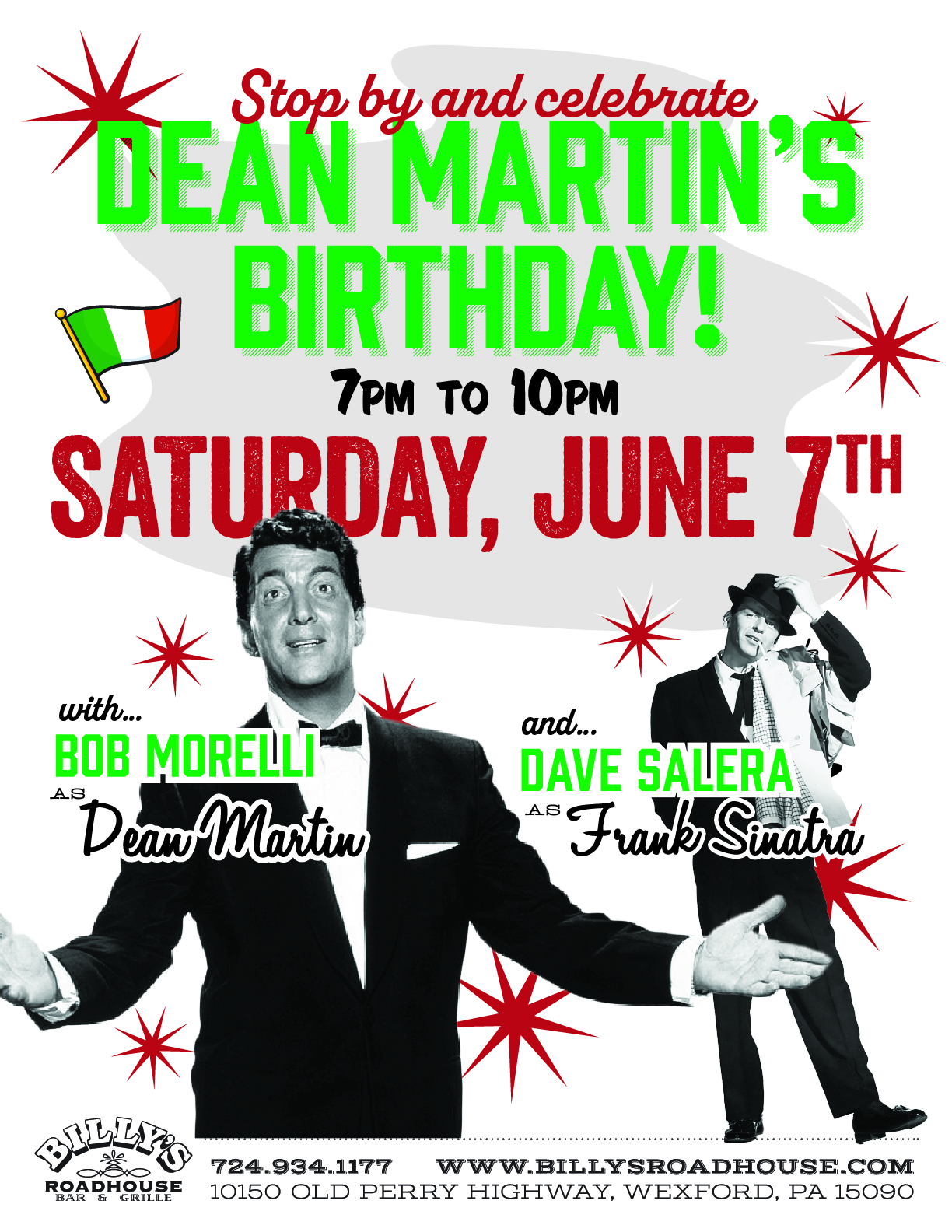Celebrate Dean Martin's at Billy's Roadhouse