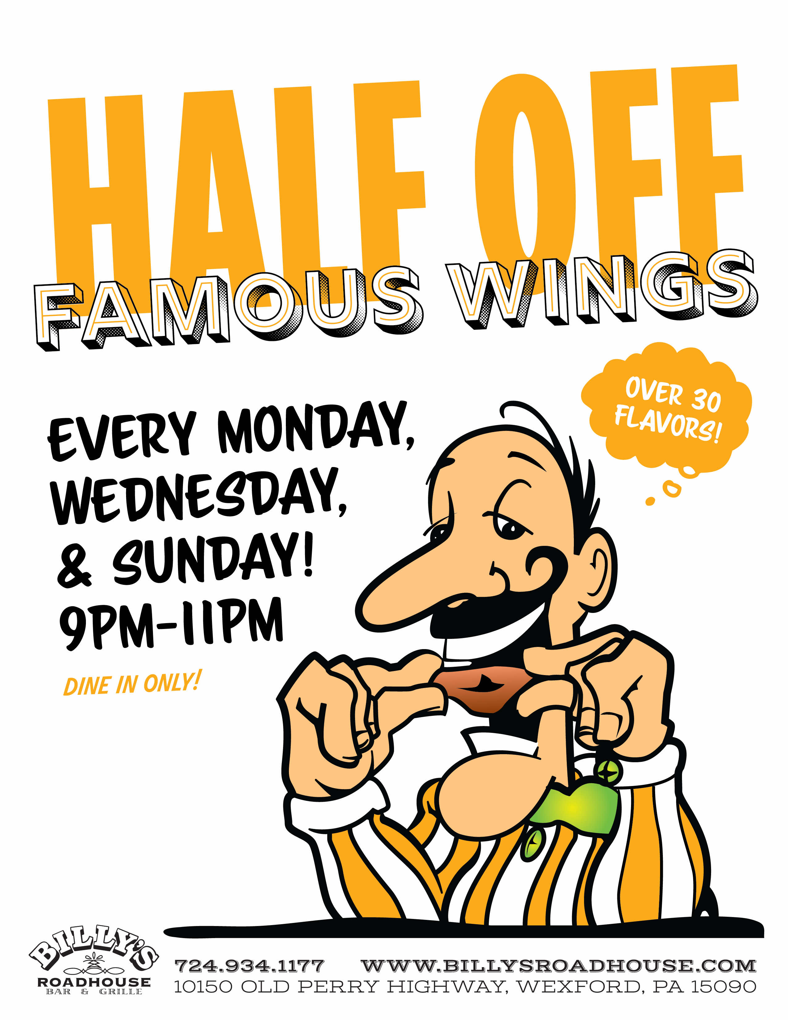 Billy's Roadhouse Half Off Wings